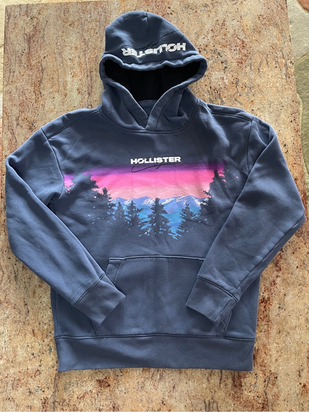 Hollister Mountain Forest Pullover Hoodie Gray - SMALL